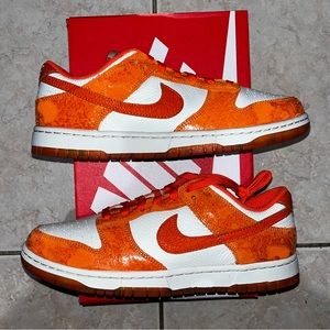 Nike Womens Dunk Low Cracked Orange White Sneakers